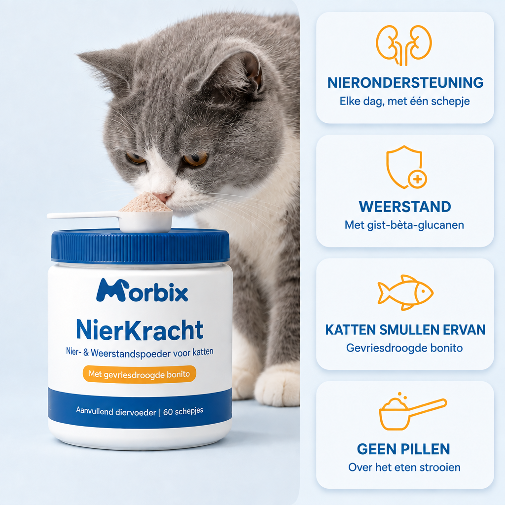 Morbix NierKracht nier- en weerstandspoeder voor katten met gevriesdroogde bonito