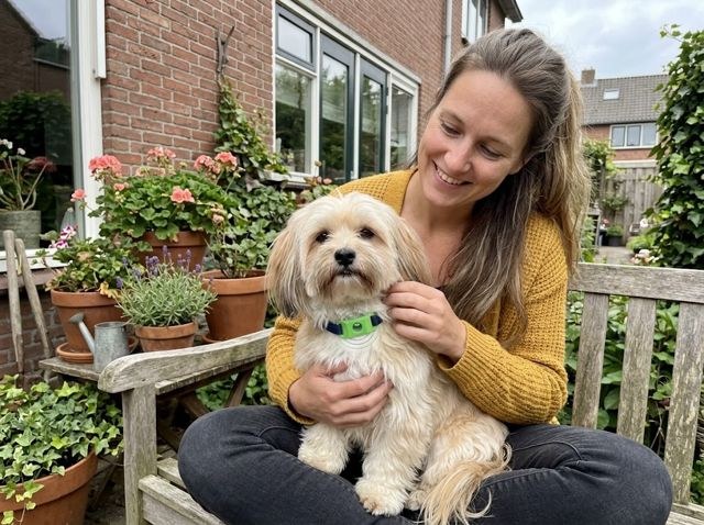 Julia met haar hond Pip